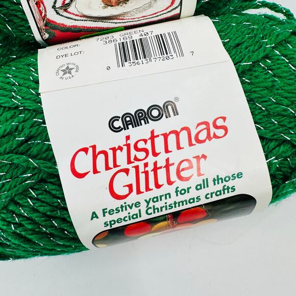 8 Caron Christmas Glitter Sparkle Yarn Lot Red Green White Red Vintage Holiday - Picture 2 of 9